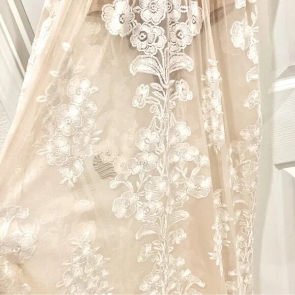 For Love & Lemons Ivory White Temecula Floral Lace Mesh Embroidered Maxi Dress - Picture 8 of 9